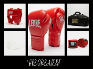 KIT BOXE LEONE 1947 " THE GREATEST L " ROSSO
