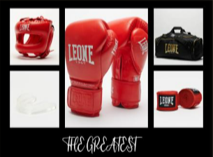 KIT BOXE LEONE 1947 " THE GREATEST " ROSSO