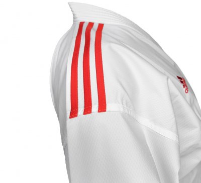 KARATEGI ADIDAS ADILIGHT PRIMEGREEN CON STRISCE ROSSE WKF